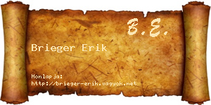 Brieger Erik névjegykártya